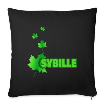 Ahornblatt für Sybille Bille Vorname - Sofakissenbezug 45 x 45 cm - Schwarz - Vorne
