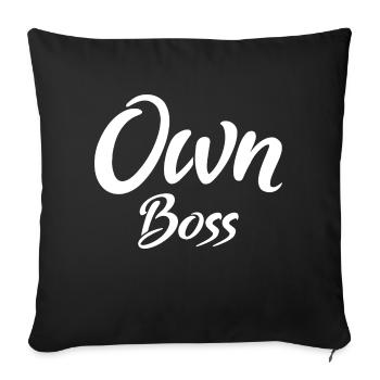 own boss white - Sofa pillowcase 17,3'' x 17,3'' (45 x 45 cm) - black - Front