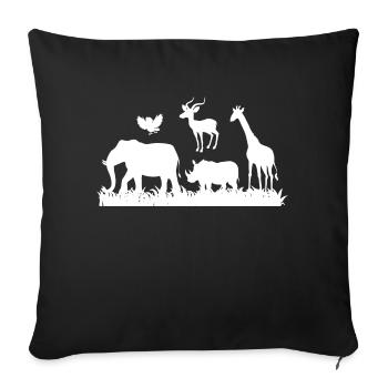 Safari Zoo Animals Wildlife - Sofa pillowcase 17,3'' x 17,3'' (45 x 45 cm) - black - Front
