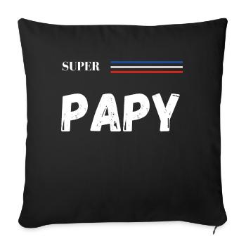 super papy - t-shirt assorti - Housse de coussin décorative 45 x 45 cm - noir - Devant