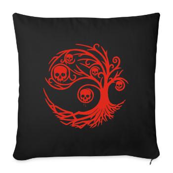 Arbre rouge aux crânes - Housse de coussin décorative 45 x 45 cm - noir - Devant
