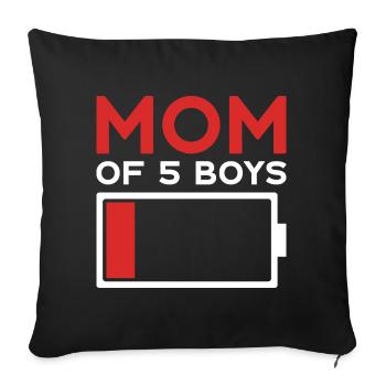 MOM FIVE SONS MOM OF 5 BOYS - Sofa pillowcase 17,3'' x 17,3'' (45 x 45 cm) - black - Front