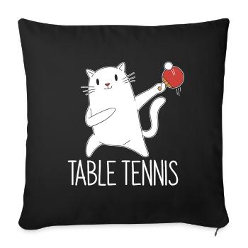 Table Tennis Katze Pingpong Outfit Cat Tischtennis - Housse de coussin décorative 45 x 45 cm - noir - Devant