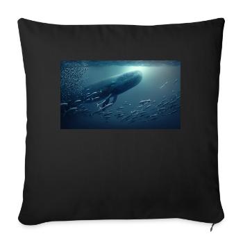 Whale and fish - Sofa pillowcase 17,3'' x 17,3'' (45 x 45 cm) - black - Front
