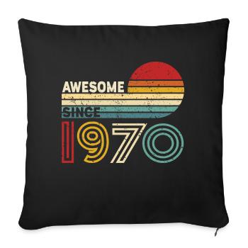 1970 Geschenk Geburtstag Jahrgang Spruch - Sofakissenbezug 45 x 45 cm - Schwarz - Vorne