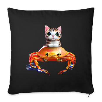 Baby cat on crab - Sofa pillowcase 17,3'' x 17,3'' (45 x 45 cm) - black - Front