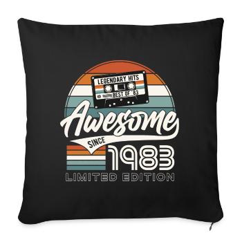 1983 Vintage Vintage Rétro Cadeau d’anniversaire - Housse de coussin décorative 45 x 45 cm - noir - Devant