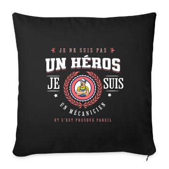 Homme t-shirt mécanicien idée cadeau garagiste - Housse de coussin décorative 45 x 45 cm - noir - Devant