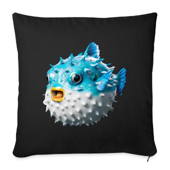 Poisson-globe gonflé - Housse de coussin décorative 45 x 45 cm - noir - Devant