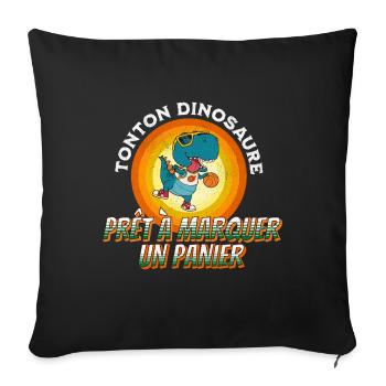 Tonton dinosaure prêt à marquer un panier t-shirt - Housse de coussin décorative 45 x 45 cm - noir - Devant