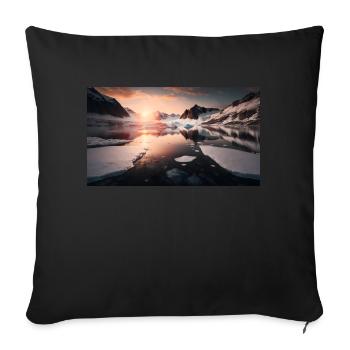 Snow-capped mountain, generative AI - Sofa pillowcase 17,3'' x 17,3'' (45 x 45 cm) - black - Front
