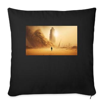 Man walking in sandstorm, generative ai - Sofa pillowcase 17,3'' x 17,3'' (45 x 45 cm) - black - Front