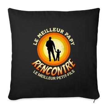 Papy et petit fils humour cadeau pour grand-père - Housse de coussin décorative 45 x 45 cm - noir - Devant