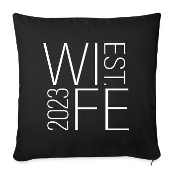 2023 Mariage jumelé de couple marié - Housse de coussin décorative 45 x 45 cm - noir - Devant