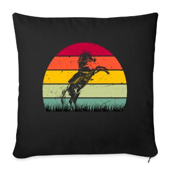 RETRO PFERDEDESIGN I REITEN - Sofakissenbezug 45 x 45 cm - Schwarz - Vorne