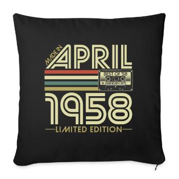 Avril 1958 Naissance Anniversaire Vintage Rétro - Housse de coussin décorative 45 x 45 cm - noir - Devant