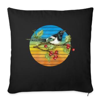 Bunter Vogel - Sofakissenbezug 45 x 45 cm - Schwarz - Vorne