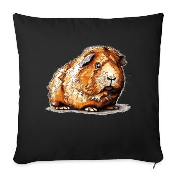 Dessin de cochon d’Inde au vieux look rétro - Housse de coussin décorative 45 x 45 cm - noir - Devant