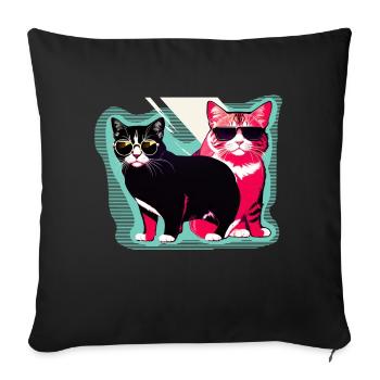 cool cats - Sofa pillowcase 17,3'' x 17,3'' (45 x 45 cm) - black - Front
