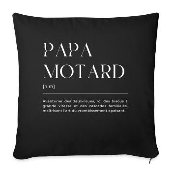 Papa Motard: Définition Drôle - Cadeau Fun - Housse de coussin décorative 45 x 45 cm - noir - Devant