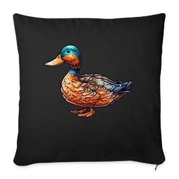 Eine farbenfrohe und gefiederte bunte Ente. - Sofakissenbezug 45 x 45 cm - Schwarz - Vorne