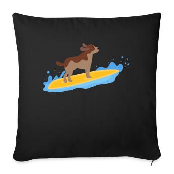 dog surfing - Sofa pillowcase 17,3'' x 17,3'' (45 x 45 cm) - black - Front