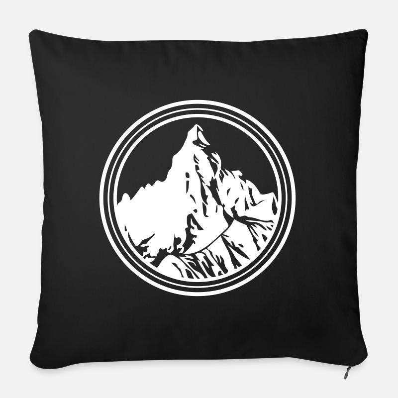 Berge Symbol Silhouette Kreis - Sofakissenbezug 45 x 45 cm - Schwarz