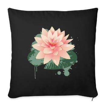 Water lily graffiti with green lily pad - Sofa pillowcase 17,3'' x 17,3'' (45 x 45 cm) - black - Front