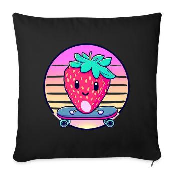 Strawberry skateboard in sunset - Sofa pillowcase 17,3'' x 17,3'' (45 x 45 cm) - black - Front