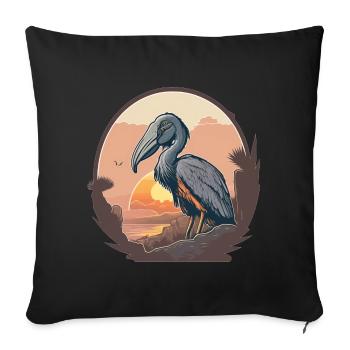 Shoebill retro - Sofa pillowcase 17,3'' x 17,3'' (45 x 45 cm) - black - Front