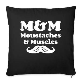 M&M (Moustaches & Muscles) - Housse de coussin décorative 45 x 45 cm - noir - Devant