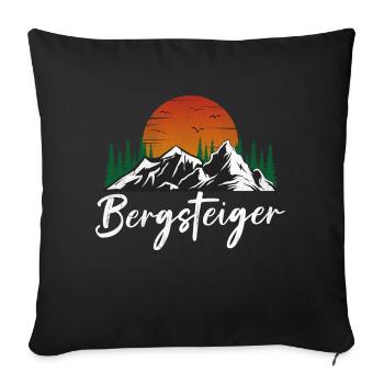 Bergsteiger Design Berg mit Sonne und Wald - Sofakissenbezug 45 x 45 cm - Schwarz - Vorne
