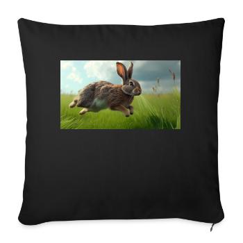Jumping Rabbit - Sofakissenbezug 45 x 45 cm - Schwarz - Vorne