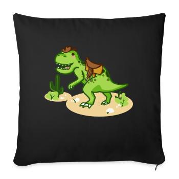 Cowboy T-Rex avec petit chapeau et selle - Housse de coussin décorative 45 x 45 cm - noir - Devant