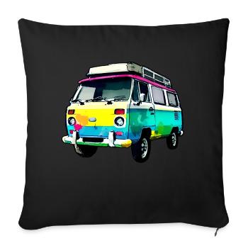 camping-car - Housse de coussin décorative 45 x 45 cm - noir - Devant