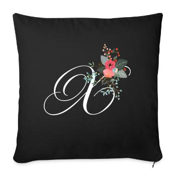Letter x flowered - Sofa pillowcase 17,3'' x 17,3'' (45 x 45 cm) - black - Front