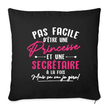 Princesse et Secrétaire - Housse de coussin décorative 45 x 45 cm - noir - Devant