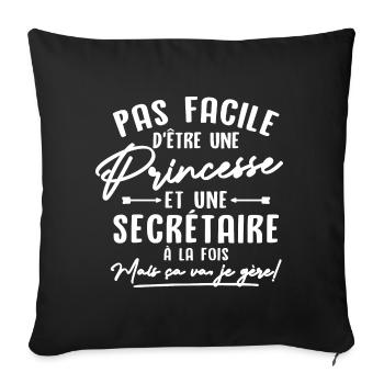 Princesse et Secrétaire - Housse de coussin décorative 45 x 45 cm - noir - Devant