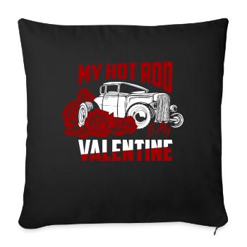My Hot Rod Is My Valentine Classic Retro Car - Sofa pillowcase 17,3'' x 17,3'' (45 x 45 cm) - black - Front
