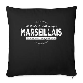 Véritable et authentique Marseillais - Housse de coussin décorative 45 x 45 cm - noir - Devant