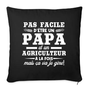 Papa et un agriculteur - Housse de coussin décorative 45 x 45 cm - noir - Devant
