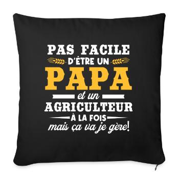 Papa et un agriculteur - Housse de coussin décorative 45 x 45 cm - noir - Devant