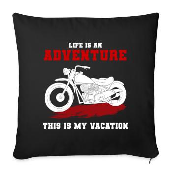 Motorcycle Adventure Reisender - Sofakissenbezug 45 x 45 cm - Schwarz - Vorne