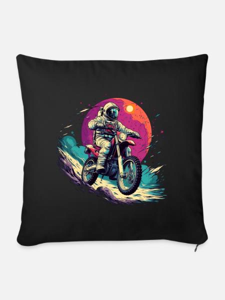 Moto-Cross Astronaut - Sofakissenbezug 45 x 45 cm - Schwarz
