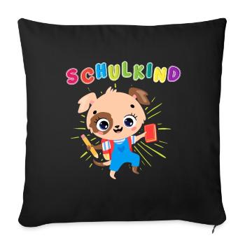 Schulkind - Einschulung 2023 - Für den Schulbeginn - Sofakissenbezug 45 x 45 cm - Schwarz - Vorne