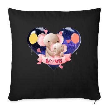 Maman éléphant et son bébé - Housse de coussin décorative 45 x 45 cm - noir - Devant