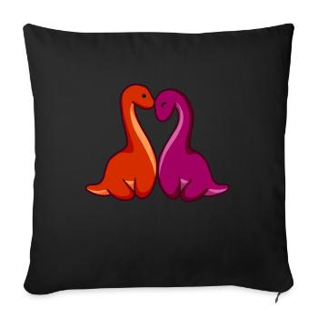 hugadino lesbian couple, cute dinosaur, dino - Sofa pillowcase 17,3'' x 17,3'' (45 x 45 cm) - black - Front