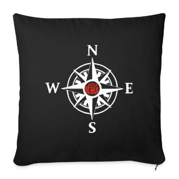 Nature and compass rose (white) - Sofa pillowcase 17,3'' x 17,3'' (45 x 45 cm) - black - Front