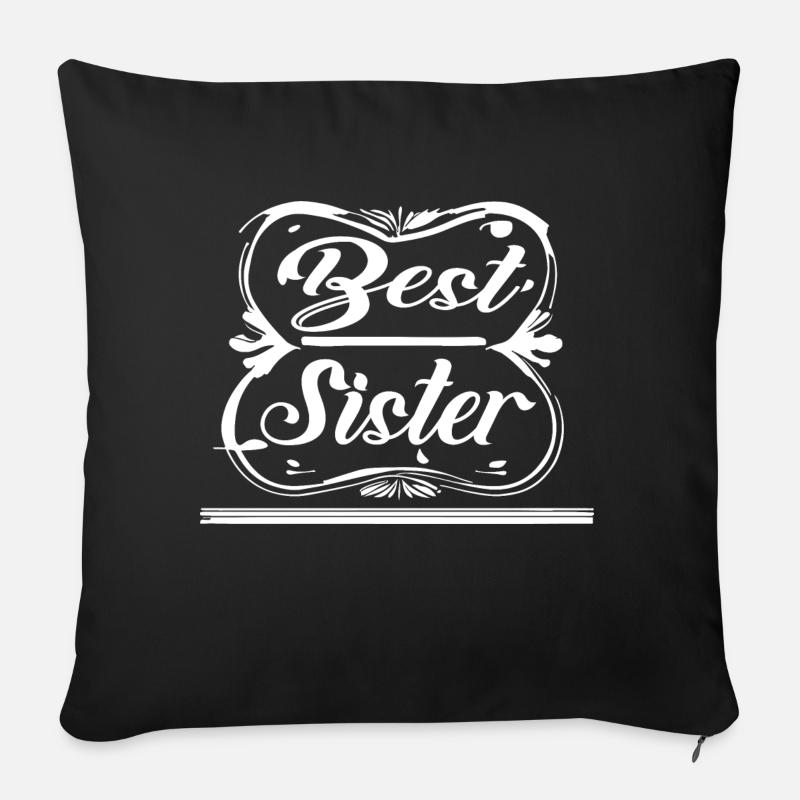 MEILLEURE SŒUR - Housse de coussin décorative 45 x 45 cm - noir