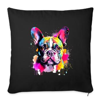 Frenchie, Bully, Bouledogue français, Cadeau - Housse de coussin décorative 45 x 45 cm - noir - Devant